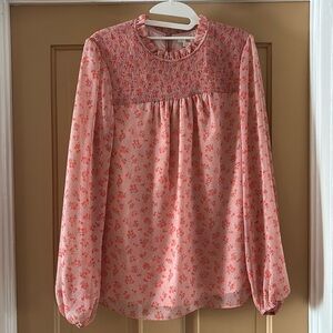 Boden pink floral blouse